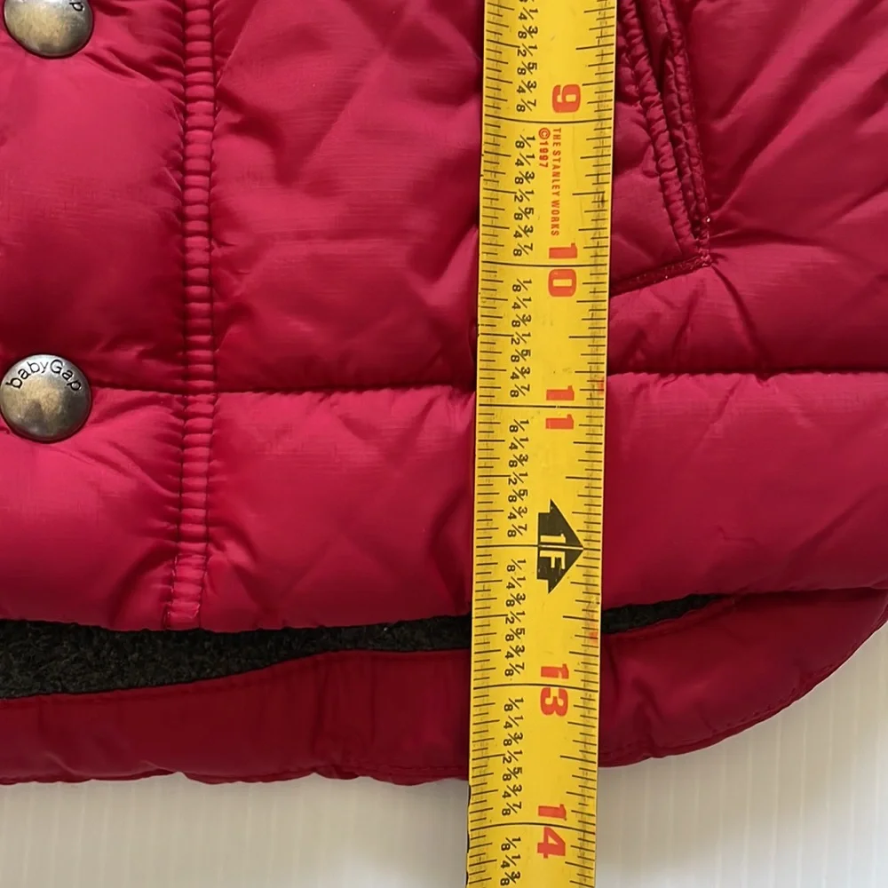 Baby Gap brick red & gray puffer jacket with attached hood.  Size 6-12 months